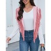 Coolmee Women's Casual Tassel Shawl Waistcoats Solid Sleeveless Fringe Shawl Open Front Cropped Boho Western Shawl Cardigan 2XL Skin Pink - 3 of 4