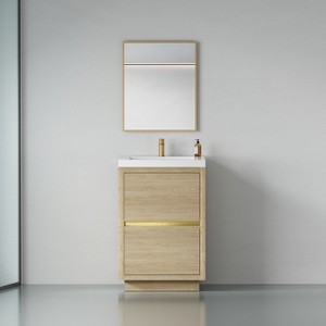 Bencmate Bathroom Storage Cabinets, Standalone Bathroom Vanity with Sink, Storage Cabinet featuring Countertop, Brown, 23.62"*19.69"*35.43" - 1 of 4