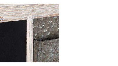 Gray Wood and Metal Wall Organizer with Chalkboard