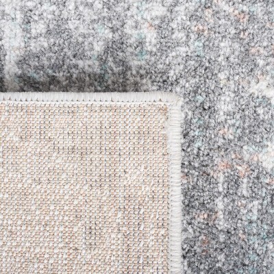 Gray and Beige Round Hand-knotted Synthetic Rug