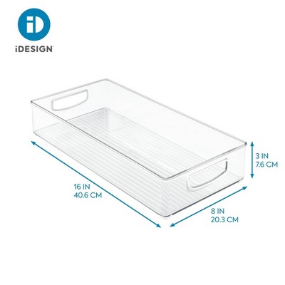 iDESIGN Plastic Kitchen Storage Organizer Binz with Handles Clear: 16" x 8" x 3", Spot Clean, Kitchen Cabinet Organizers — фото 5