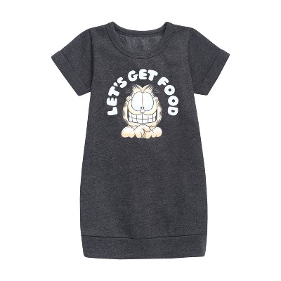- Garfield - Lets Get Food Graphic Short Sleeve Fleece Dress