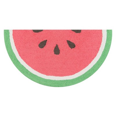 3' Fruit Hooked Half-Circle Accent Rug Red - Novogratz By Momeni: Modern Handmade Indoor Polyester Rug