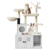 Litter Box Enclosure with Cat Tree Tower and Condo, Hidden Cat Washroom Furniture with Sisal Scratching Post & Soft Plush Perch - 4 of 4