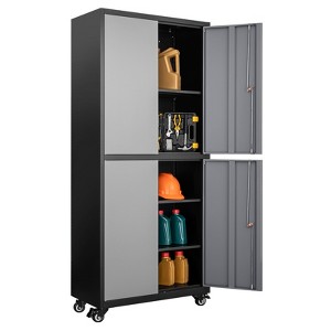 Mlezan Metal Garage Cabinet: Locking Doors, Adjustable Shelves, 4 Wheels. 73" Steel Cabinet for Garage or Warehouse Tool Storage. - 1 of 4