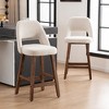 YOUNIKE Counter Height Bar Stool 26 Inch Modern Farmhouse Barstools with Solid Wood Legs Upholstered Bar Height Chair Boucle Fabric - 2 of 4