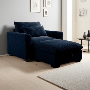 Modular Corduroy Sofa with Storage Ottoman & Deep Seat - 1 of 4