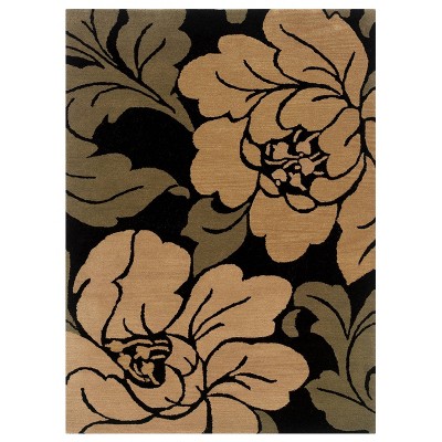 5'x7' Florence Rug Black/Beige - Linon