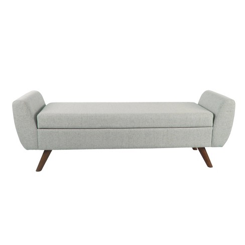 Modern Storage Bench With Wood Legs Woven Gray - Homepop : Target