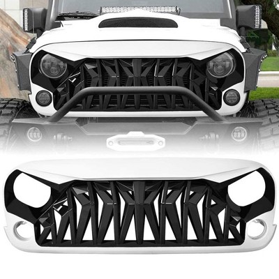 AMERICAN MODIFIED Front Grill w/ ABS Construction & LED Lights, Compatible w/ a 2007-2018 Jeep Wrangler JK Models