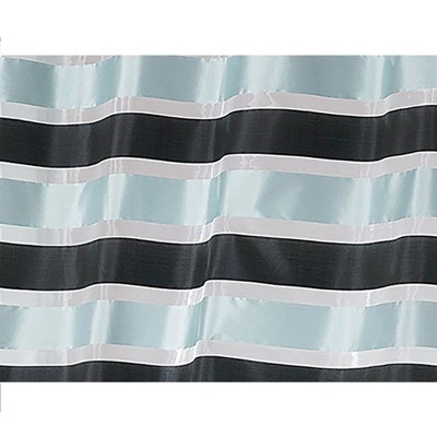 Black and Blue Gray Striped Polyester Sheer Grommet Curtain Panels, 95 x 55 Inches