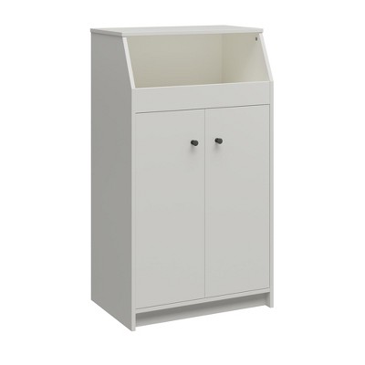 White High-Density Fiberboard 2 Door Storage Tower