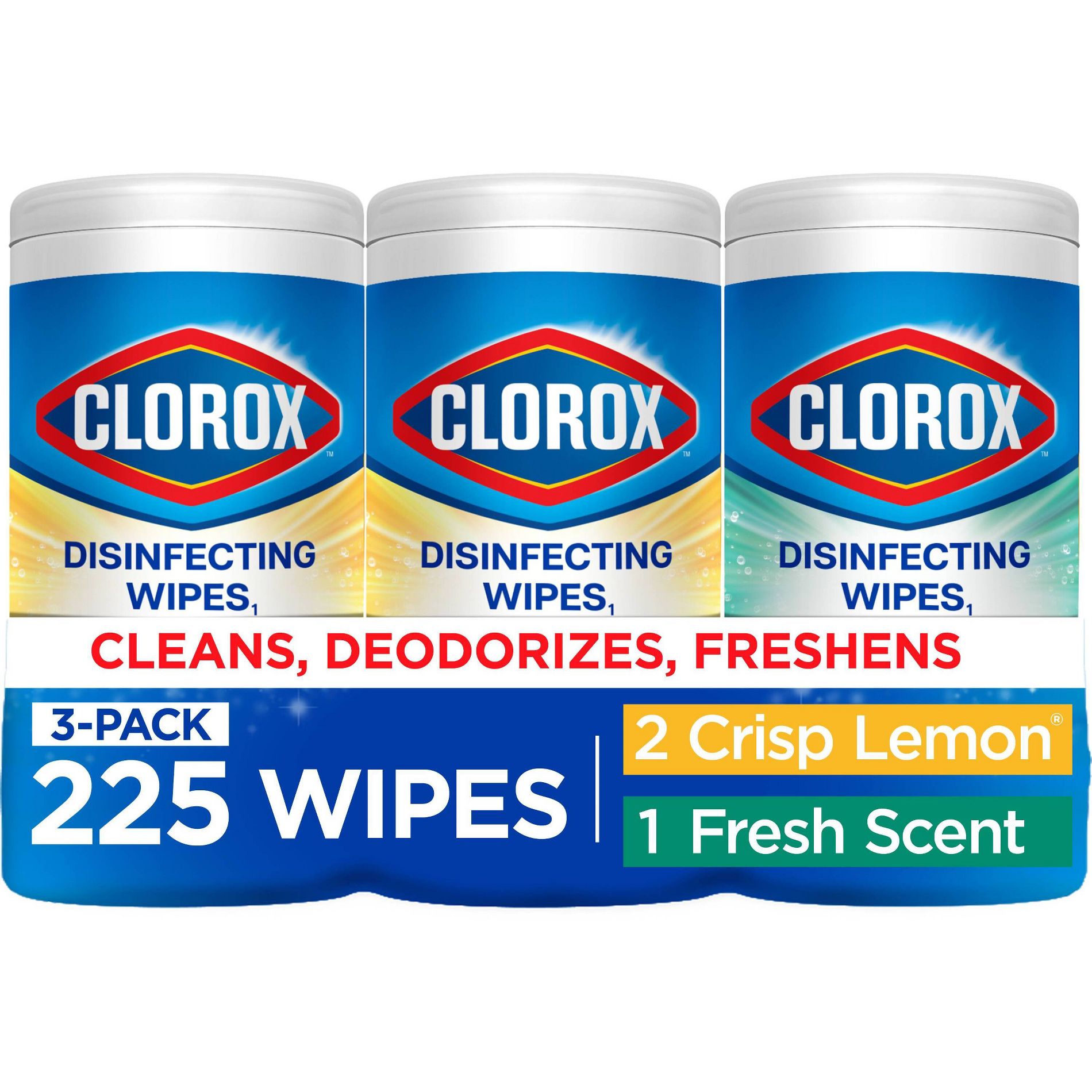Clorox Fresh Scent and Crisp Lemon Limited Edition Back to School Variety Pack Disinfecting Cleaning Wipes - 225ct/3pk