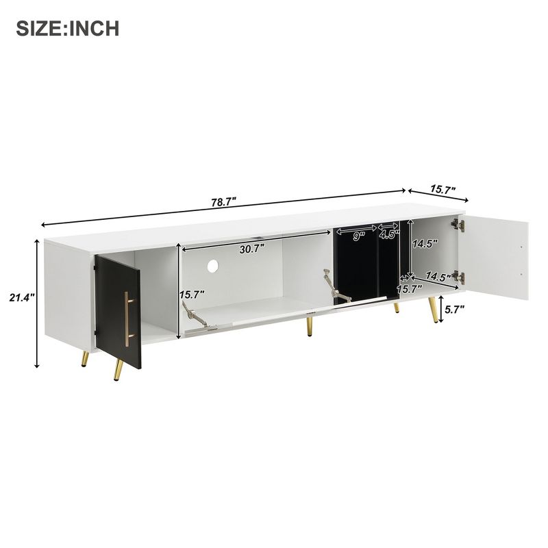 Elegant Fluted Glass Door TV Cabinet with Gold Metal Handles and Legs for TVs up to 80" - ModernLuxe, 3 of 11