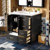Okak Freestanding 30" Bathroom Vanities with 1 Door & 4 Drawers  Vanity with Ceramic Sink Solid Wood Bathroom Cabinet with Sink Combo - 2 of 4