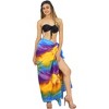 LA LEELA Women's Summer Beach Bikini Wraps Sarong Cover up Wrap Swimsuit Swimwear Bathing Suit Cover Ups for Womens One Size Gold, Tie Dye Design - 2 of 4