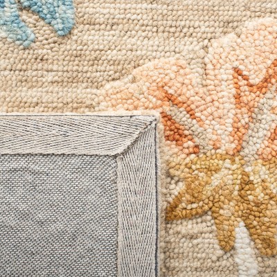 Handmade Blue Floral Wool Tufted Square Rug