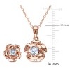 EVERLY JEWELRY | Rose Plated Sterling Silver 2/3 CT TGW Created White Sapphire 2-pc Set of Floral Earrings & Pendant with Chain - 18 in - 2 of 3