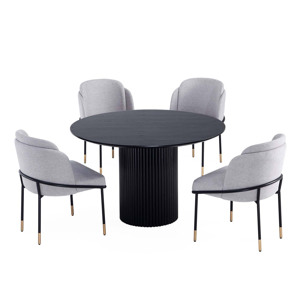 Photos - Dining Table Manhattan Comfort 5pc 47.24" Hathaway and Flor Round Dining Set: Upholster