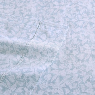 Koya Bay Blue Cotton Percale Queen Sheet Set with Pillowcases