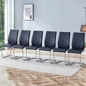 VYNXARIA 6 Dining Chair Set, Black Dining Chair Set, PU Material High Back Seat and Sturdy Leg Chair - 1 of 4