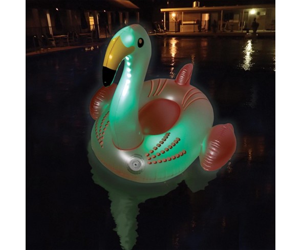 Swimline Giant Inflatable Ride-On Color Changing Led Light Up Flamingo Float