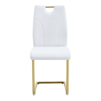 Infurnic Dining Chairs Modern Style Set of 6 Gold Metal Chair Legs, Suitable for Restaurants, Kitchens, Conference Rooms, White, 15.7"*16"*37.4"