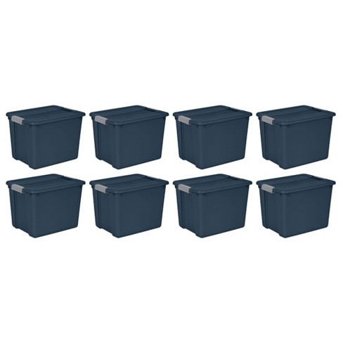 Sterilite 12 Gallon Stackable Plastic Storage Tote Container Organizer Bin  With Latching Lid For Home And Garage Organization, Blue (8 Pack) : Target