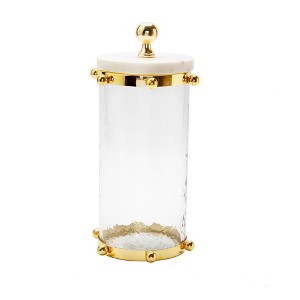 Classic Touch Hammered Glass Canister with Gold Ball Design - 1 of 4