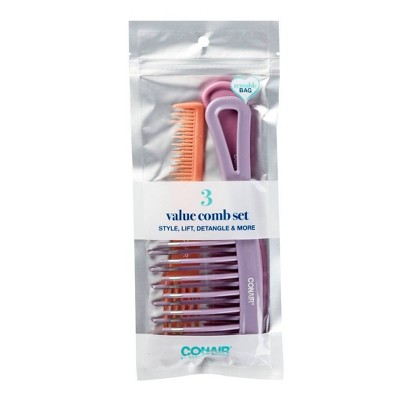 Conair Volume, Lift, And Separate Fine-tooth Tail Combs - Black/teal - 2pk  : Target