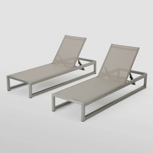 Christopher Knight Home California 2pk Aluminum Chaise Lounge Silver/Gray - 1 of 4