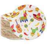 Blue Panda 80-Pack Mexican Fiesta Design Party Paper Plates for Cinco de Mayo Decorations, 9 Inches