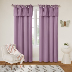 Awesome Home  Recycled Cotton Blend Ruffle Tie Top Curtains Pair - 1 of 4