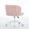 Anybear Adjustable Swivel Office Chair, Artificial Rabbit Hair Home Office Chair With Metal Base, Pink - 4 of 4