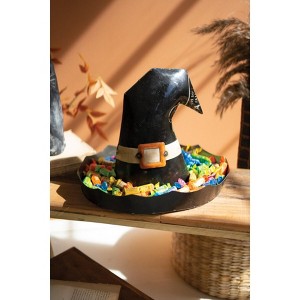 Kalalou Distressed Metal Halloween Candy Bowl – Witch Hat Shaped Accent - 1 of 3