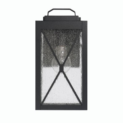 Charleston Black Metal and Glass Farmhouse Wall Sconce
