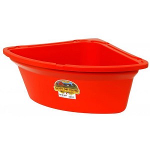 Little Giant 26 Quart Space Saving Mounted Hanging Corner Plastic Livestock Feeder for Horses, Sheep, Goats, Alpacas, Cattle, and Farm Animals, Red - 1 of 4
