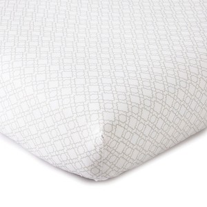 Skylar White Grey Trellis Fitted Sheet - Levtex Baby - 1 of 3