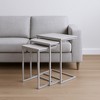 HomeRoots Set of Three Antiqued White Solid Wood and Steel Frame Nested Tables - 2 of 4