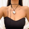 Chunky Puffy Heart Choker - Adjustable Velvet Chain Y2K Trendy Jewelry for Women - 2 of 4