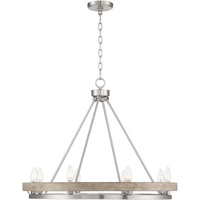 Brushed Nickel Graywood Wagon Wheel Chandelier with 8 Lights