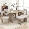 6 PCS Farmhouse Style Dining Set with Bench, Rectangular Table with Curved Legs, Upholstered Wood Frame Chairs with Cushions-Coolbibila - 3 of 4