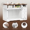 48" Large Dog Crate Furniture, Farmhouse Dog Kennel with Built-in Dog Bowl, 3 Drawers & Open Shelves, Heavy-Duty Wooden Dog Crate Table - 4 of 4