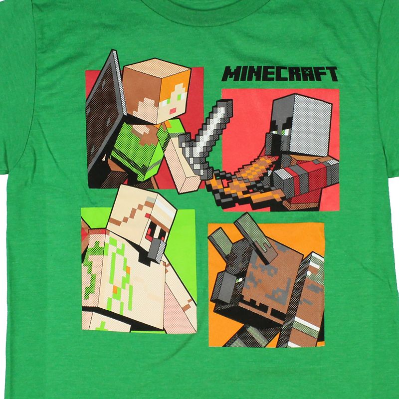 Minecraft Boy's Character Grid Action Poses Cotton Polyester T-Shirt, 2 of 4
