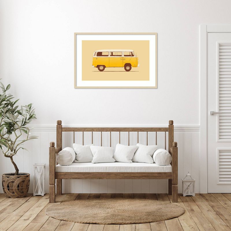 41&#34;x28&#34; Yellow VW Van by Bodflorent Wood Framed Wall Art Print Brown - Amanti Art, 6 of 11