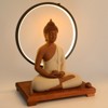 YIYIBYUS Indoor Ceramic Buddha Statue for Home Decor With and LED Circle Lamp - 2 of 4