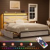 WOWLIVE Full Bed Frame with 4 Drawers & Storage Headboard, Farmhouse Bed with LED & Charging Station, Light Gray - 4 of 4