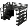 Lycvki Full Size Black Metal Loft Bed with Storage Shelves, Cabinets and Wardrobe - 2 of 4