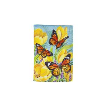 Evergreen Tulip and Butterfly Garden Suede Flag 12.5 x 18 Inches Indoor Outdoor Decor
