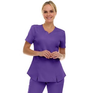 Medichic Scrubs Women's V-Neck Notch Fashion Stretch Scrub Top with Two Pockets, Flex Easy Care Fabric - 1 of 4